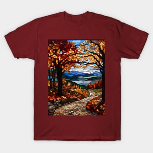 Stained Glass Autumn Scene T-Shirt